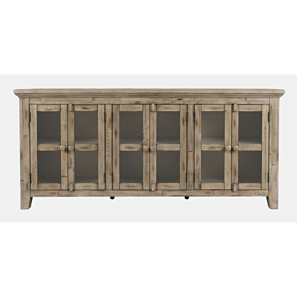 Rustic Shores 70" Coastal Distressed Acacia 6-Door Sideboard Cabinet - Brown