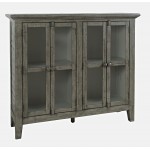 Rustic Shores 48" Coastal Distressed Acacia Four-Door Accent Cabinet - Stone