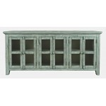 Rustic Shores 70" Coastal Distressed Acacia Six-Door Sideboard Cabinet - Blue