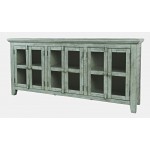 Rustic Shores 70" Coastal Distressed Acacia Six-Door Sideboard Cabinet - Blue