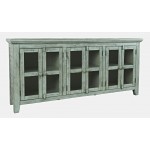 Rustic Shores 70" Coastal Distressed Acacia Six-Door Sideboard Cabinet - Blue