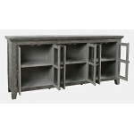 Rustic Shores 70" Coastal Distressed Acacia Six-Door Sideboard Cabinet - Stone