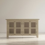 Rustic Shores 54" Coastal Distressed Acacia Four-Door Credenza Cabinet - Brown