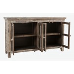 Rustic Shores 54" Coastal Distressed Acacia Four-Door Credenza Cabinet - Grey