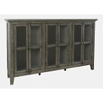 Rustic Shores 70" Coastal Distressed Acacia Six-Door Accent Cabinet - Stone