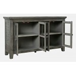 Rustic Shores 54" Coastal Distressed Acacia Four-Door Credenza Cabinet - Stone