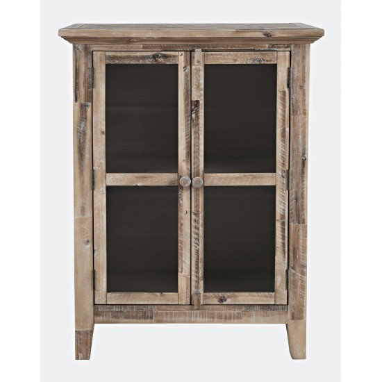 Rustic Shores 32" Coastal Distressed Acacia Two-Door Accent Cabinet - Grey Wash