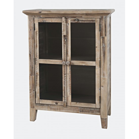 Rustic Shores 32" Coastal Distressed Acacia Two-Door Accent Cabinet - Grey Wash