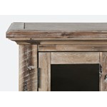 Rustic Shores 70" Coastal Distressed Acacia Six-Door Accent Cabinet - Grey Wash