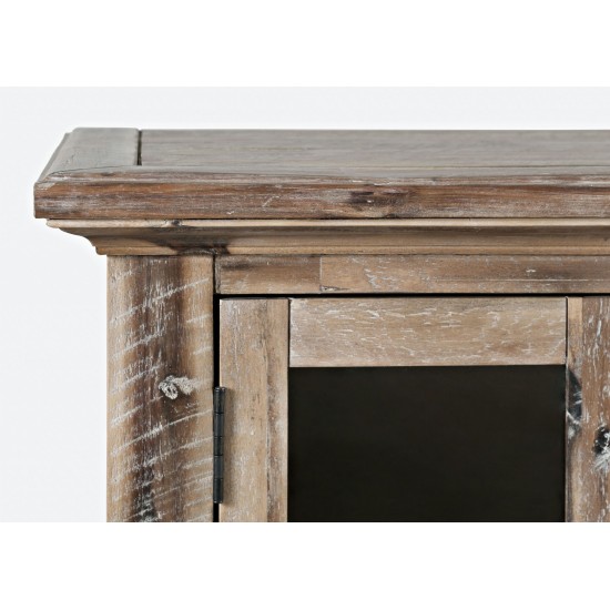 Rustic Shores 70" Coastal Distressed Acacia Six-Door Accent Cabinet - Grey Wash