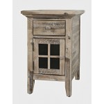 Rustic Shores Distressed Acacia USB Charging Chairside End Table - Grey Wash