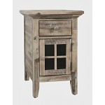 Rustic Shores Distressed Acacia USB Charging Chairside End Table - Grey Wash
