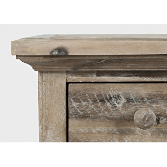 Rustic Shores Distressed Acacia USB Charging Chairside End Table - Grey Wash