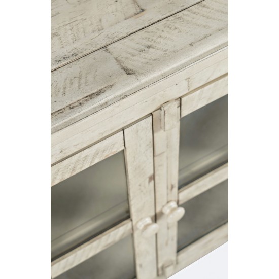 Rustic Shores 70" Coastal Distressed Acacia Six-Door Sideboard Cabinet - Cream