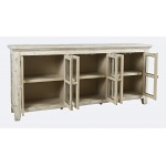 Rustic Shores 70" Coastal Distressed Acacia Six-Door Sideboard Cabinet - Cream