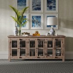 Rustic Shores 70" Coastal Distressed Acacia Six-Door Sideboard Cabinet - Grey