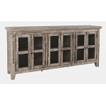 Rustic Shores 70" Coastal Distressed Acacia Six-Door Sideboard Cabinet - Grey