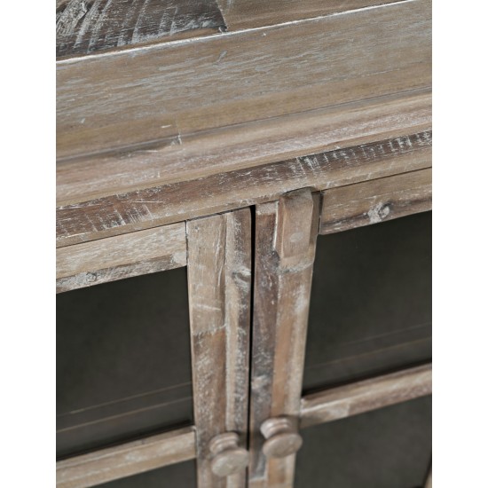 Rustic Shores 70" Coastal Distressed Acacia Six-Door Sideboard Cabinet - Grey