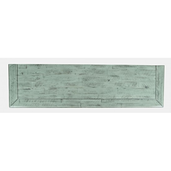 Rustic Shores 54" Coastal Distressed Acacia Four-Door Credenza Cabinet - Blue