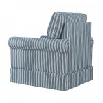 Riley Traditional Striped Upholstered Skirted Swivel Accent Chair