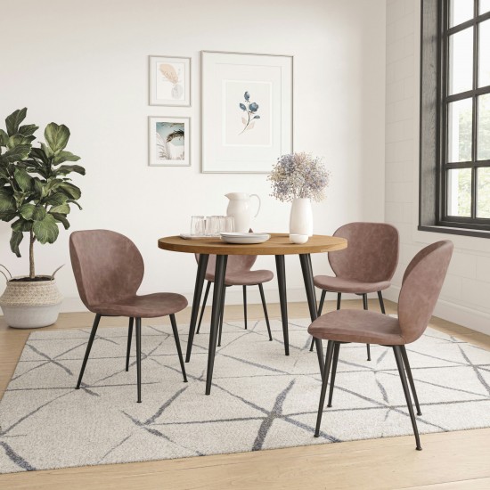 Wright Contemporary Upholstered Faux Leather Dining Chair (Set of 4)