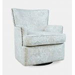 Peyton Distressed Motif Swivel Accent Chair with Nailhead Trim