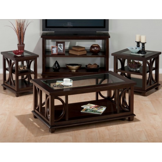 Panama Brown Contemporary Wood and Glass Coffee Table