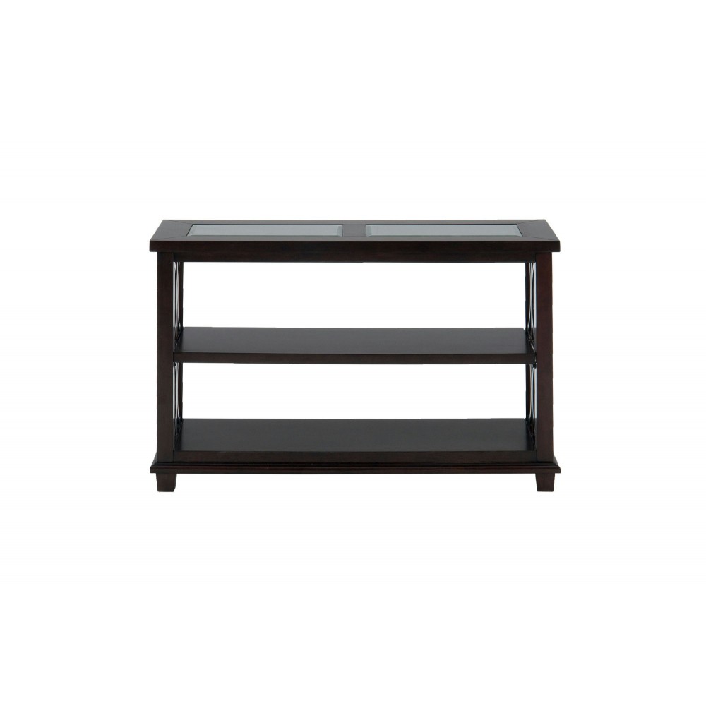 Panama Brown Contemporary Wood and Glass Sofa Table