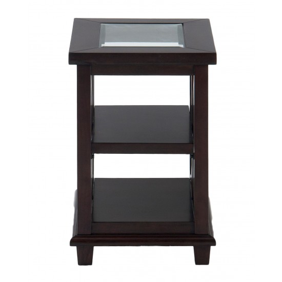 Panama Brown Contemporary Wood and Glass Small End Table