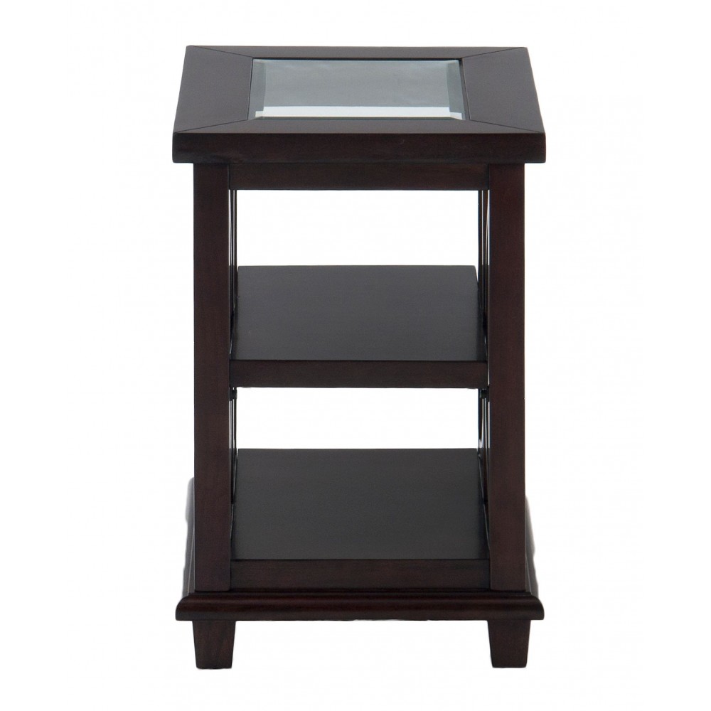 Panama Brown Contemporary Wood and Glass Small End Table