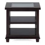 Panama Brown Contemporary Wood and Glass End Table