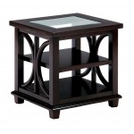 Panama Brown Contemporary Wood and Glass End Table
