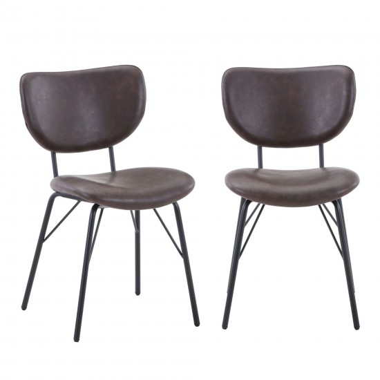 Owen Faux Leather Split-Back Upholstered Dining Chair (Set of 2) - Dark Brown