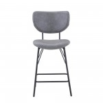 Owen Faux Leather Upholstered Counter Height Barstool (Set of 2) - Grey