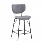 Owen Faux Leather Upholstered Counter Height Barstool (Set of 2) - Grey