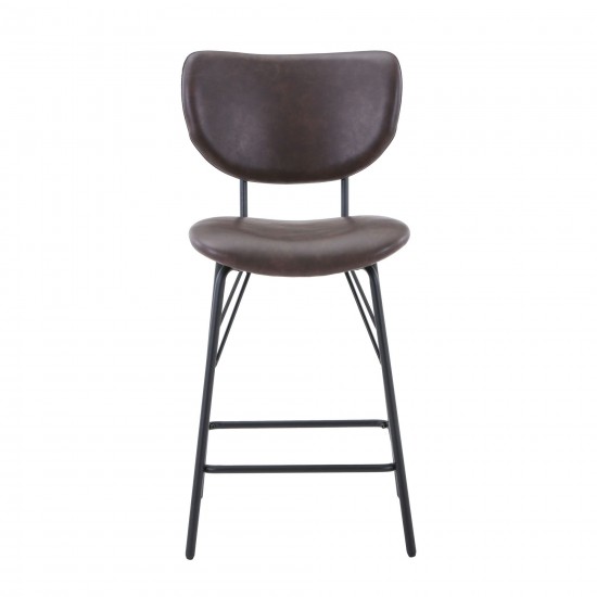 Owen Faux Leather Split-Back Counter Height Barstool (Set of 2) - Dark Brown