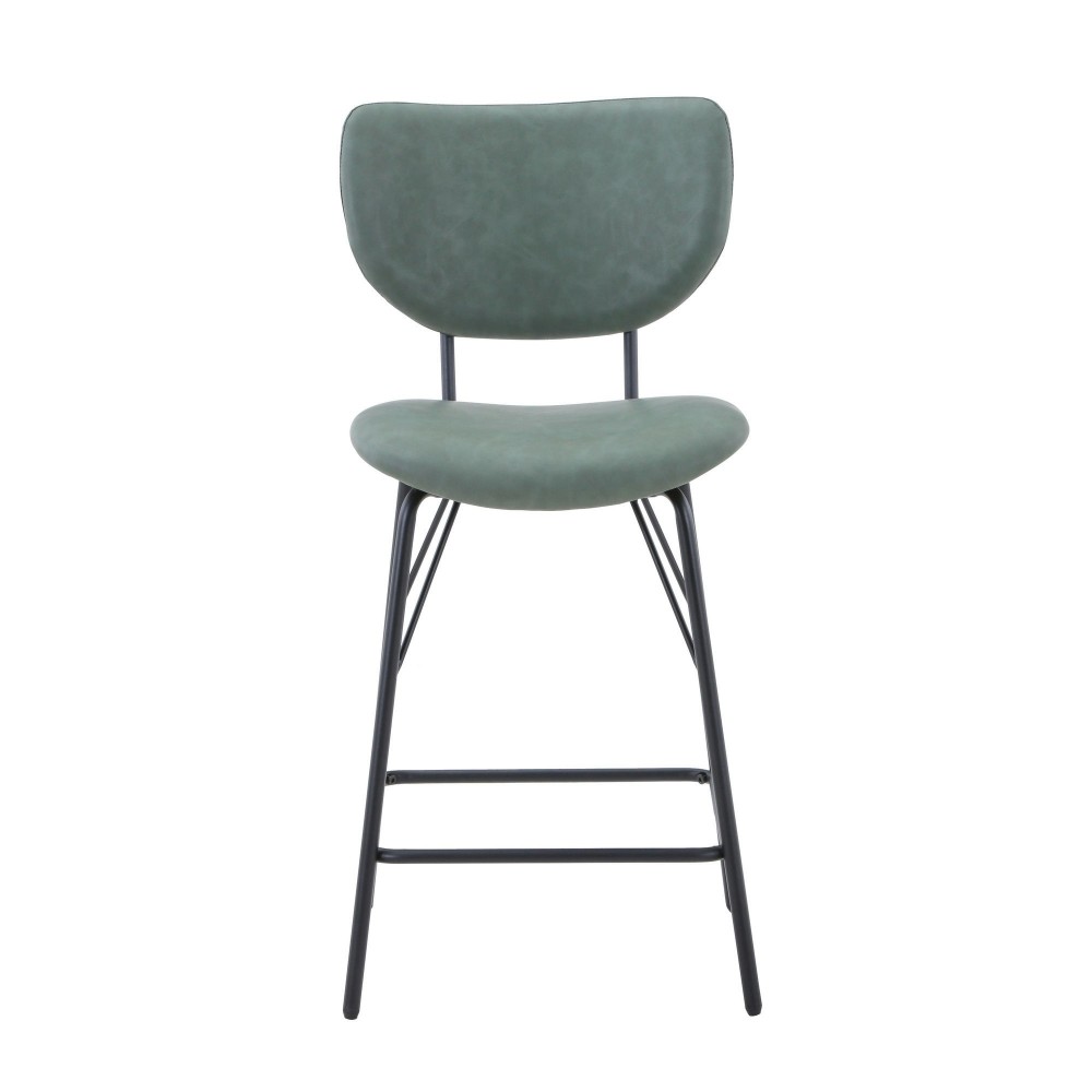 Owen Faux Leather Split-Back Counter Height Barstool (Set of 2) - Jade