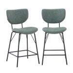 Owen Faux Leather Split-Back Counter Height Barstool (Set of 2) - Jade