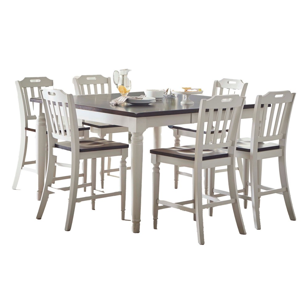 Orchard Park Solid Rubberwood 60" 7-Piece Farmhouse Counter Height Dining Set Orchard Park Solid Rubberwood 60" 7-Piece Farmhouse Counter Height Dining Set