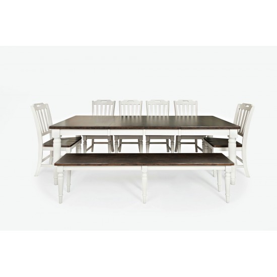 Orchard Park Solid Rubberwood 96" Eight-Piece Farmhouse Dining Set with Bench