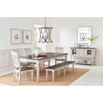 Orchard Park Solid Rubberwood 96" Eight-Piece Farmhouse Dining Set with Bench