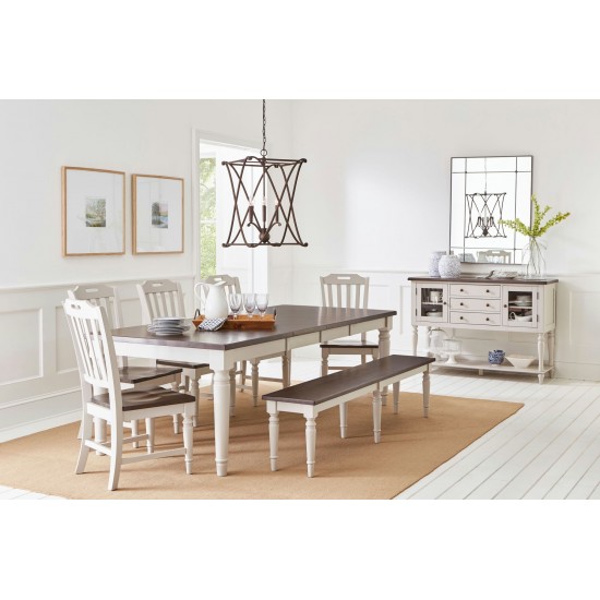 Orchard Park Solid Rubberwood 96" Eight-Piece Farmhouse Dining Set with Bench