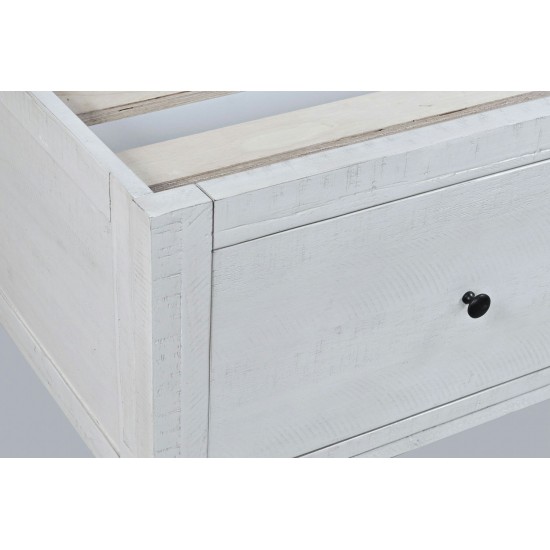 Maxton Coastal Distressed Acacia Twin Size Bed with Storage Drawers - Ivory