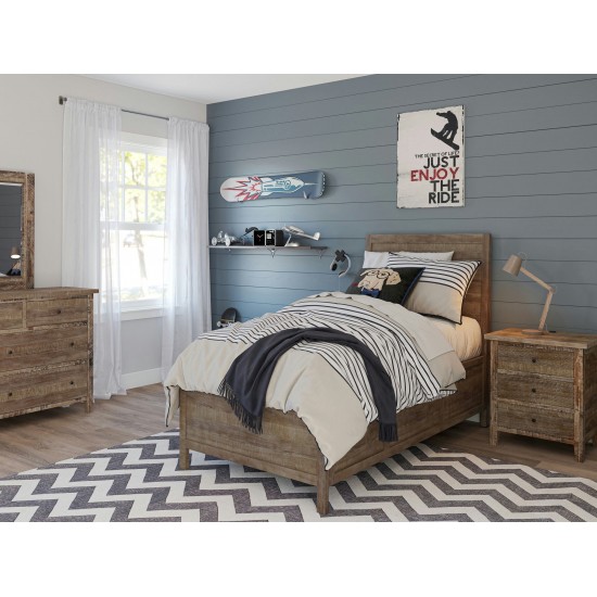 Maxton Contemporary Coastal Distressed Acacia Twin Size Bed - Wash Brown