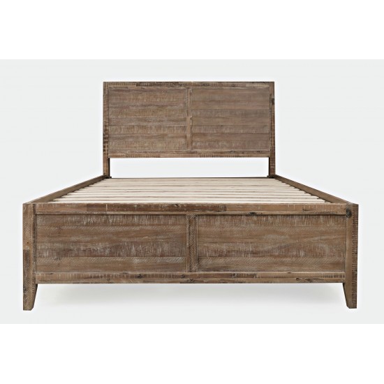 Maxton Contemporary Coastal Distressed Acacia Queen Size Bed - Wash Brown