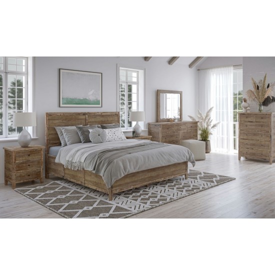 Maxton Contemporary Coastal Distressed Acacia Queen Size Bed - Wash Brown