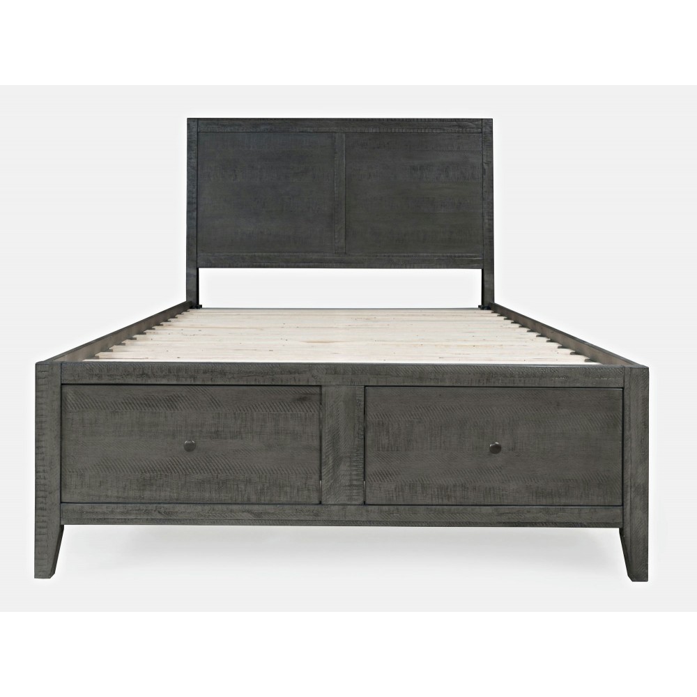 Maxton Coastal Distressed Acacia Full Size Bed with Storage Drawers - Stone