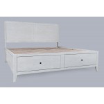 Maxton Coastal Distressed Acacia King Size Bed with Storage Drawers - Ivory