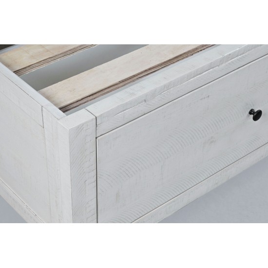 Maxton Coastal Distressed Acacia King Size Bed with Storage Drawers - Ivory