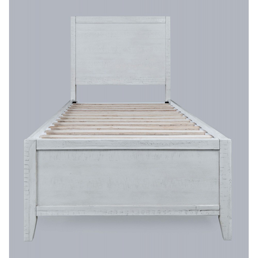 Maxton Contemporary Coastal Distressed Acacia Twin Size Bed - Ivory Maxton Contemporary Coastal Distressed Acacia Twin Size Bed - Ivory